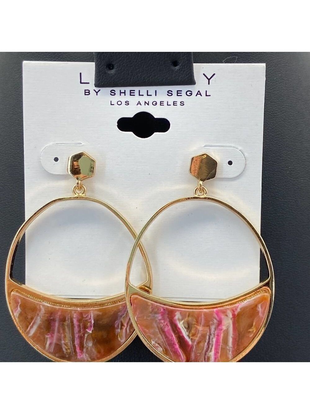Gold Red Marble Resin Dangle Earrings Laundry by Shelli Segal $18 ea / 3 for $30